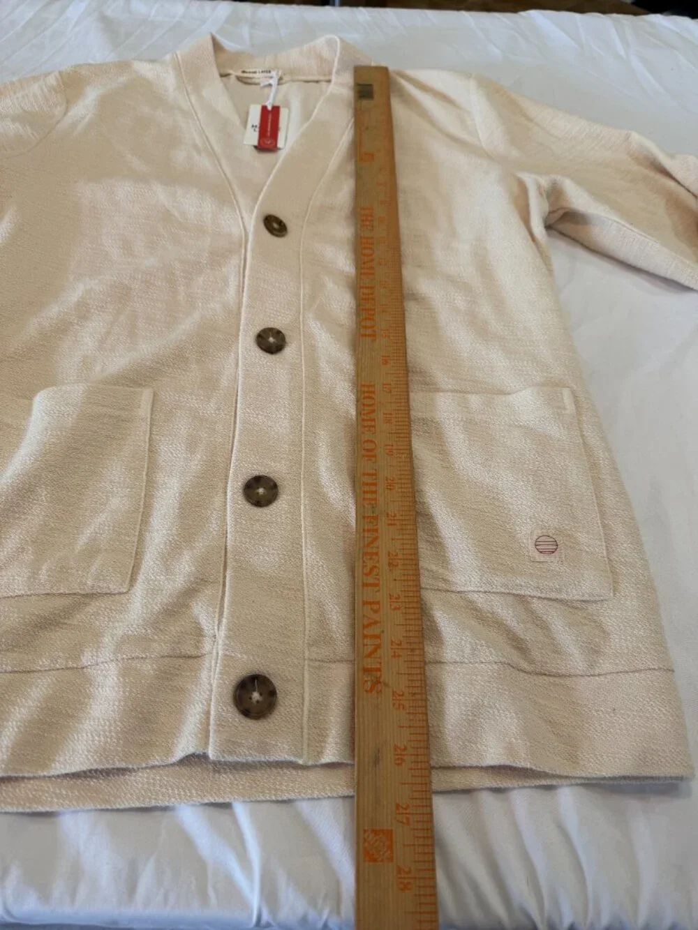 Marine Layer Bouclé Cardigan Sweater Small Antique White 100% Cotton